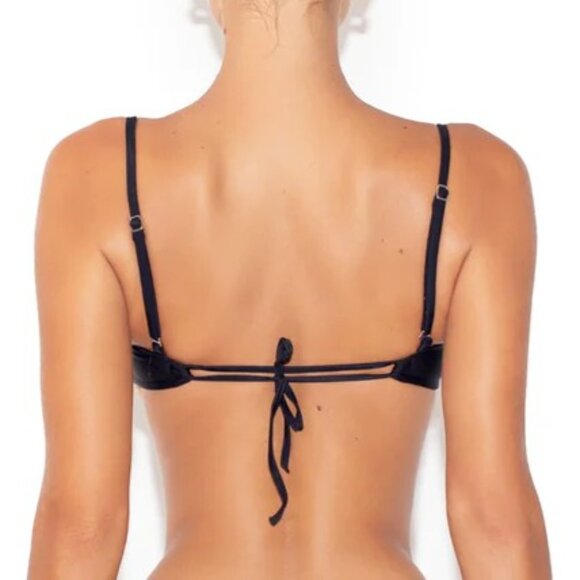 God Save Queens Allure Pearl Bikini Top in White & Black - Size Large - NWT - Picture 2 of 8